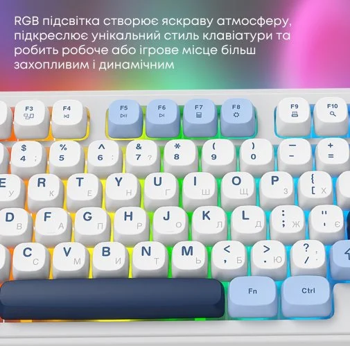 Фото: Клавіатура Ajazz AF98 Plus USB/WL/BT Glacier Blue (AF98-PLUS-GB) № 25 | KTC