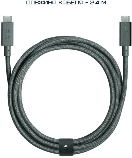 Кабель Native Union Belt Pro 240W Type-C / Type-C 2.4m Slate Green (BELT-PRO2-GRN-NP)