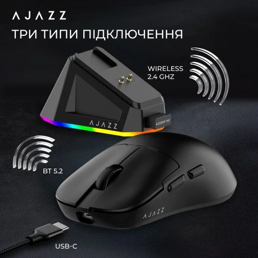 Фото: Миша Ajazz AJ159P MC WL/BT/USB Black (AJ159P-MC-B) № 21 | KTC
