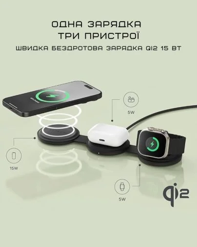 Фото: Бездротова зарядна станція Satechi OntheGo 3-in-1 Black (ST-QTG31K) № 21 | KTC