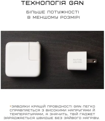 Фото: Зарядний пристрій Native Union Fast GaN Charger PD 45W White (FAST-PD45-WHT-EU) № 10 | KTC
