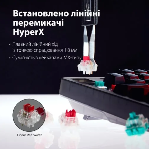 Фото: Клавіатура HyperX Origins 2 65 HX Red ENG/UKR USB Black (B4QS3AA) № 34 | KTC