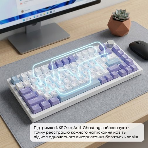 Клавіатура Ajazz AK820 Sea Salt Switch ENG/UKR USB White (AK820-SS-PWB)