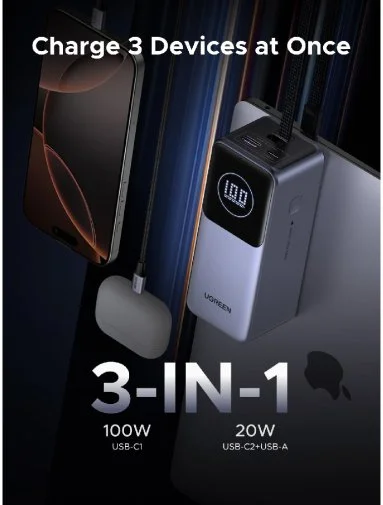 Фото: Батарея універсальна UGREEN PB723 20000mAh 130W Space Grey (55365B) № 18 | KTC