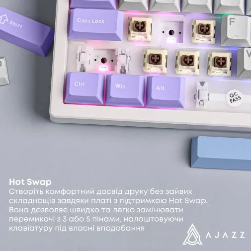 Фото: Клавіатура Ajazz AK980 V2 Maillard Switch WL/BT/USB White (AK980-V2-M-PWB) № 29 | KTC