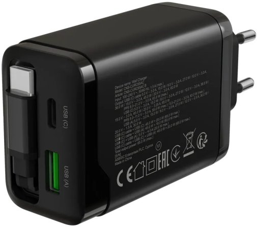 Зарядний пристрій Canyon OnCharge 65RC GaN 65W Black (CNS-CURC65ACB)