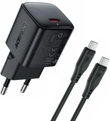 Фото: Зарядний пристрій Acefast A117 PD GAN 20W Black with Type-C/Type-C (6974316286509) № 8 | KTC