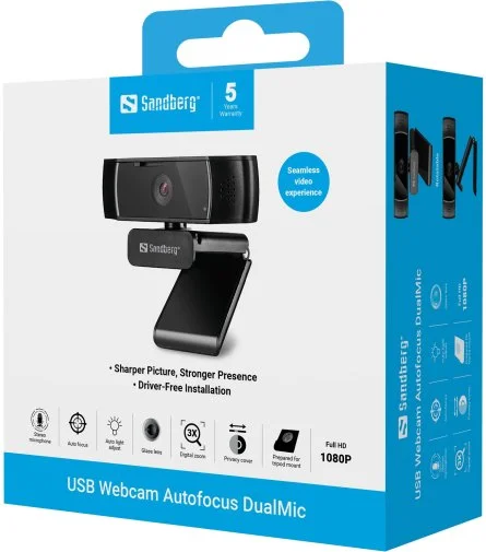 Фото: Web-камера Sandberg Webcam Autofocus DualMic (134-38) № 14 | KTC