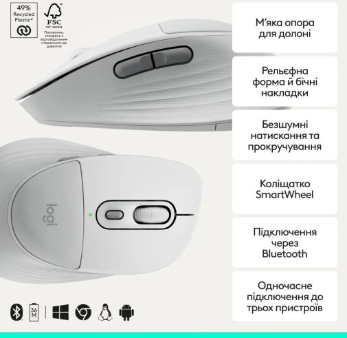 Миша Logitech Signature Comfort Plus M850 L Wireless Off White (910-007716)