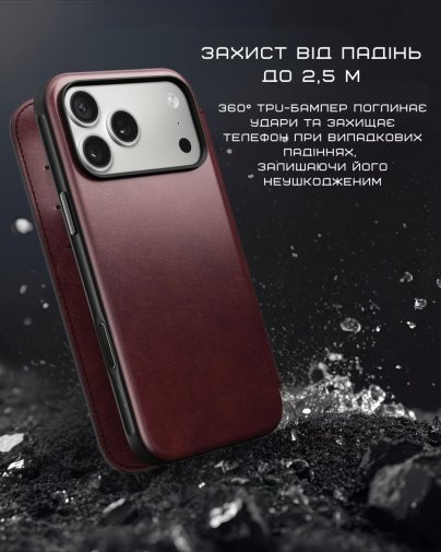 Чохол Nomad for Apple iPhone 17 Pro - Modern Leather Folio Horween Burgundy (NM011833858)