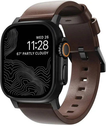 Фото: Ремінець Nomad for Apple Watch 41/42mm - Modern Leather Black Hardware Rustic Brown Horween (NM1A3RBM00) № 8 | KTC