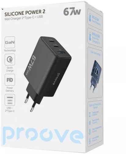 Фото: Зарядний пристрій Proove Silicone Power 2 67W Black (WCSP26120001) № 12 | KTC
