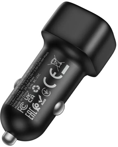 Автомобільний зарядний пристрій BOROFONE BZ34A Cloud PD 20W Black (6941991122316)