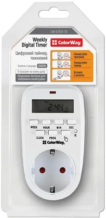 Фото: Таймер-розетка ColorWay CW-STE01-7D White № 13 | KTC
