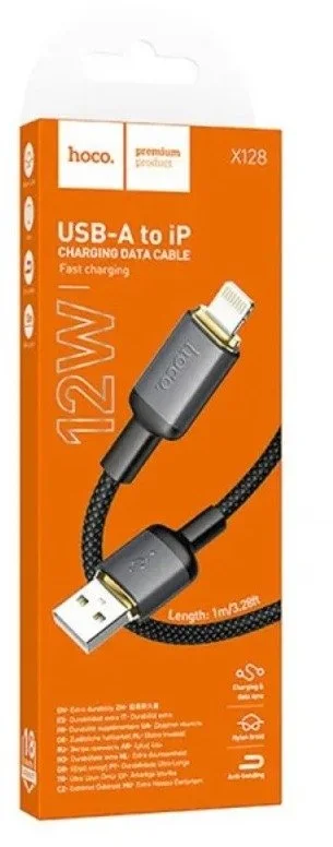 Фото: Кабель Hoco X128 Benefit 12W AM / Lightning 1m Black (6942007681070) № 10 | KTC