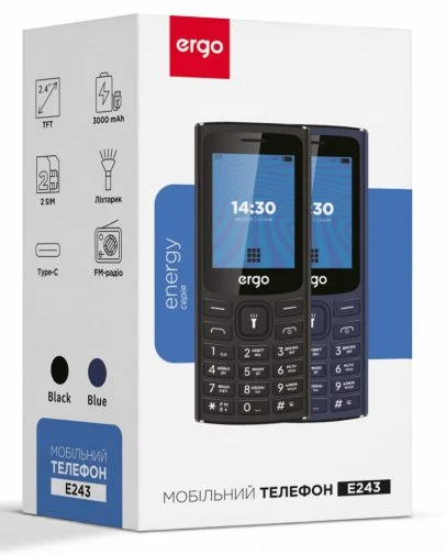 Фото: Мобільний телефон ERGO E243 Black № 13 | KTC