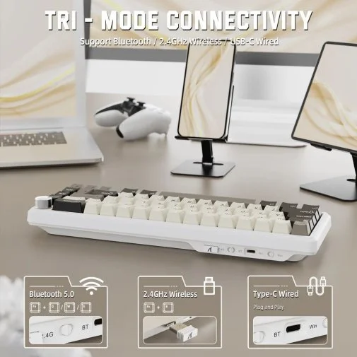 Фото: Клавіатура Attack Shark X66 ENG/UKR WL/BT/USB Cheese White (X66CW_AS) № 21 | KTC