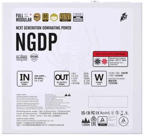 Фото: Блок живлення 1stPlayer 1200W HA-1200BA4 White (NGDP-GLD-1200-WH-EU) № 14 | KTC