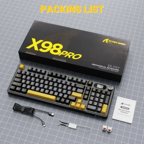 Фото: Клавіатура Attack Shark X98 Pro WL/BT/USB Star Black (X98PROSB_AS) № 12 | KTC