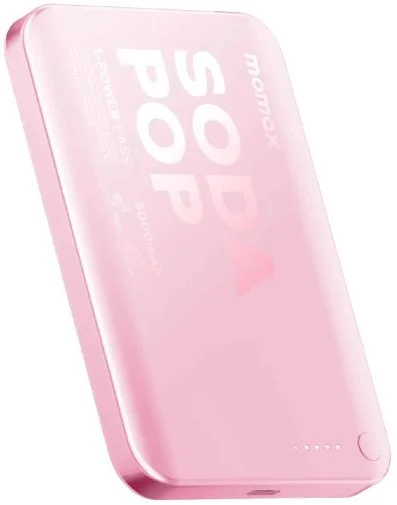 Фото: Батарея універсальна Momax 1-Power Pass 5000mAh 20W / Qi 15W Pink (IP165P) № 10 | KTC