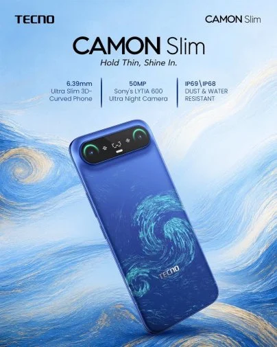Фото: Смартфон TECNO Camon Slim 4G CN6c 8/128GB Van Gogh Blue (4894947136016) № 21 | KTC