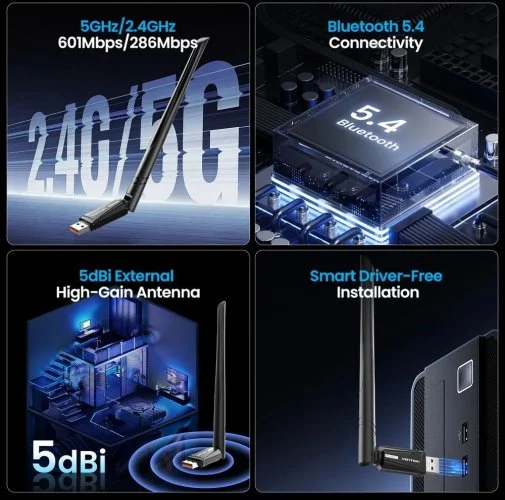 Фото: Wi-Fi адаптер Vention KDXB0 Wi-Fi 6 / BL 5.4 № 13 | KTC