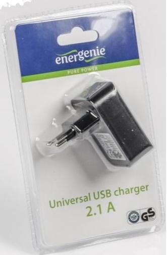 Мережевий зарядний пристрій EnerGenie EG-UC2A-01 1хUSB 2.1A чорний