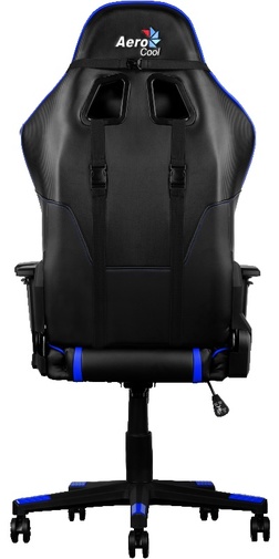 Крісло для геймерів AeroCool AC220BB чорне з синіми вставками + подушка під шию