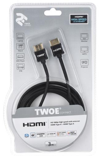 Кабель HDMI to HDMI 3m 2Е 2.0 Ultra Slim Aluminium Black (блістер)