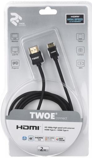 Кабель 2E HDMI to miniHDMI 2m (2EW-1120-2m)