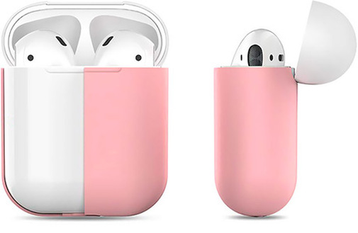 Чохол для Airpods AhaStyle Silicone Case DUO Case for AirPods Pink/White