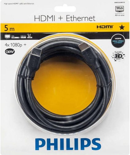 Кабель Philips High Speed w/Ethernet HDMI to HDMI 5m Black (SWV2434W/10)