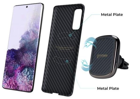 Чохол-накладка PITAKA для смартфону Samsung S20  - MagEz case, Black / Grey