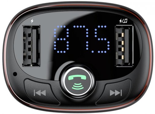 Автомобільний зарядний пристрій + FM-трансмітер Baseus T-Typed MP3 Car Charger S-09 Dark Coffee