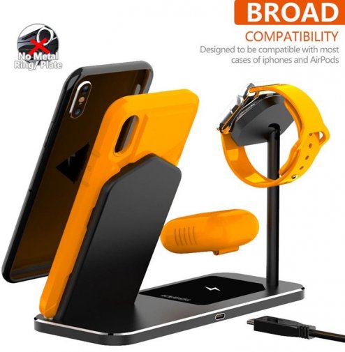 Док-станція Bestand Wireless charge iPhone / Apple Watch / AirPods Black (Oude-G3n1)