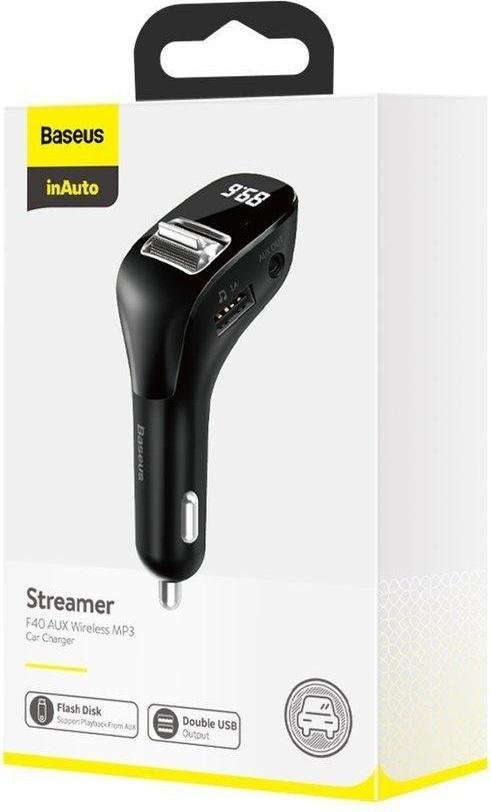 Зарядний пристрій Baseus Streamer F40 AUX Wireless MP3 Charger Black (CCF40-01)