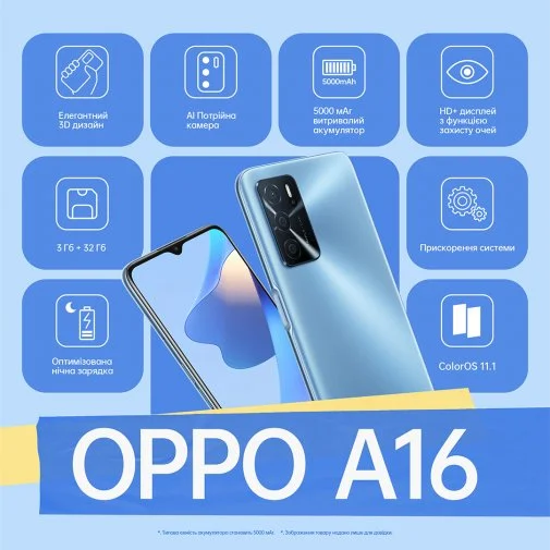 Фото: Смартфон OPPO A16 3/32GB Crystal Black № 23 | KTC