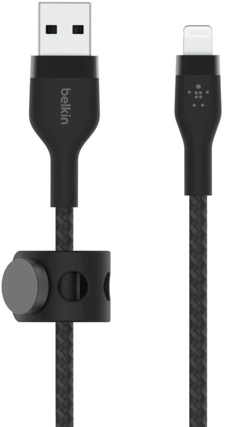 Фото: Кабель Belkin Braided Silicone AM / Lightning MFI 1m Black (CAA010BT1MBK) № 6 | KTC