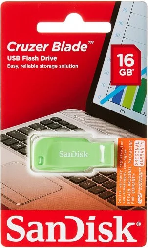 Фото: Флешка USB SanDisk Cruzer Blade 16GB Green Electric (SDCZ50C-016G-B35GE) № 5 | KTC