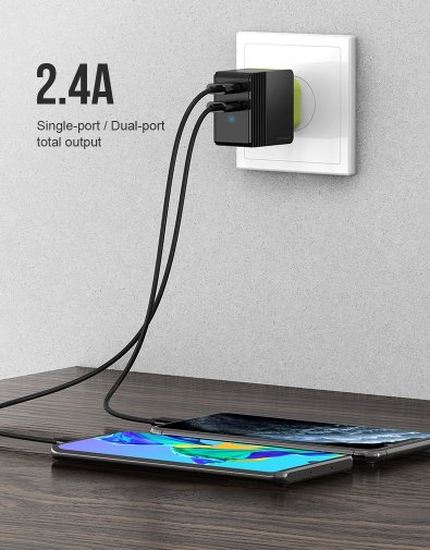 Зарядний пристрій Rock Space Sugar Pro Travel Charger 2-Port Black (RWC0452)