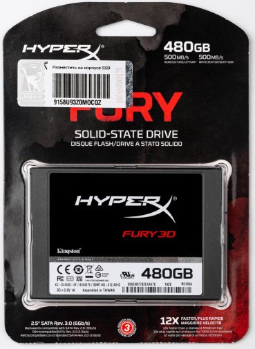 SSD-накопичувач Kingston HyperX Fury 3D SATA III 480GB (KC-S44480-6F)