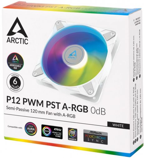 Вентилятор для корпуса Arctic P12 PWM PST A-RGB White (ACFAN00254A)