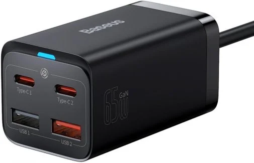Фото: Зарядний пристрій Baseus GaN 3 Pro 2xUSB 2xType-C 65W Black with Type-C/Type-C 100W (CCGP040101) № 7 | KTC