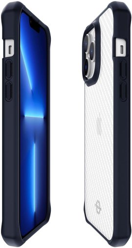 Чохол iTSkins for iPhone 14 Pro HYBRID R TEK Deep blue and Transparent (AP4X-HBTEK-DBTR)