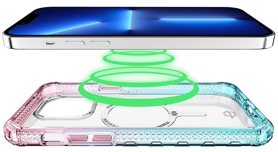 Чохол iTSkins for iPhone 14 Pro SUPREME R PRISM with MagSafe light pink and light blue (AP4X-SUPMA-LPLB)