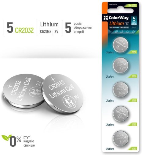 Батарейка ColorWay Lithium Power CR2032 (BL/5)