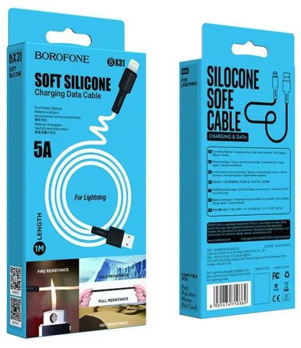 Фото: Кабель BOROFONE BX31 Soft Silicone 5A AM / Lightning 1m White (BX31LW) № 8 | KTC