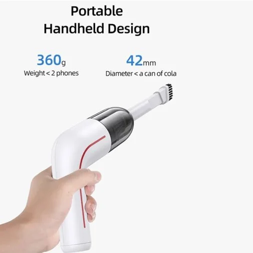 Фото: Автомобільний пилосос Usams US-ZB253 Mini Handheld Vacuum Cleaner LEJ Series White (XCQZB25301) № 13 | KTC