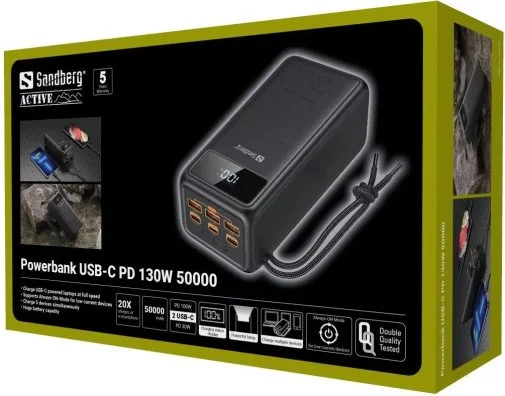 Фото: Батарея універсальна Sandberg USB-C PD 130W 50000mAh (420-75) № 11 | KTC