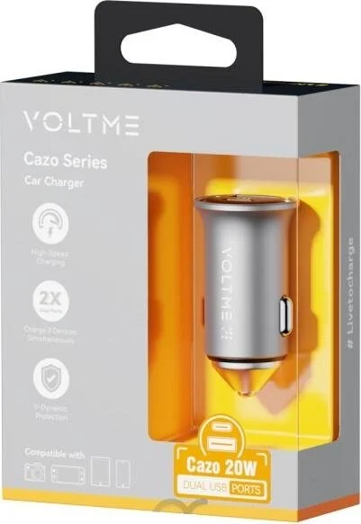 Фото: Автомобільний зарядний пристрій VOLTME Cazo 20 CA 20W Silver Grey (D2002) № 7 | KTC